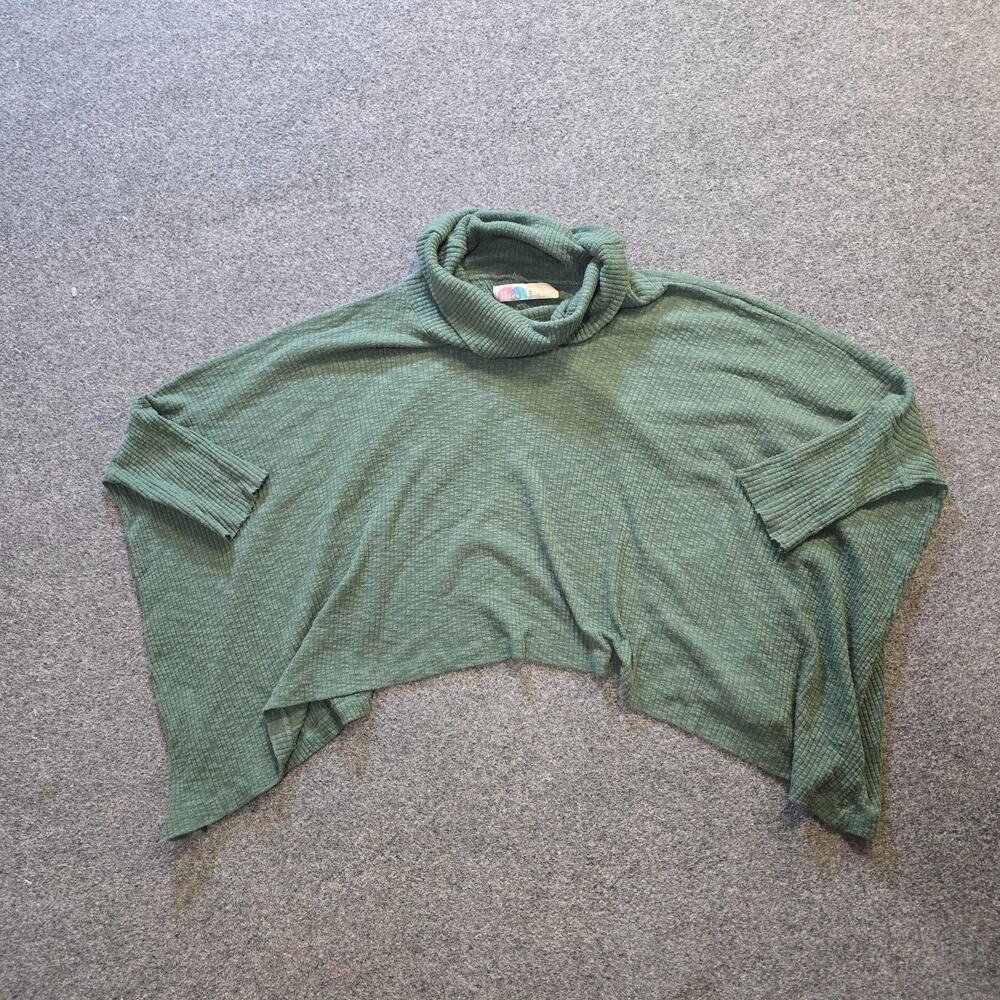 Free People Top Women Size XS Green Oversized Boxy Short Sleeve Open Back Casual